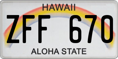 HI license plate ZFF670