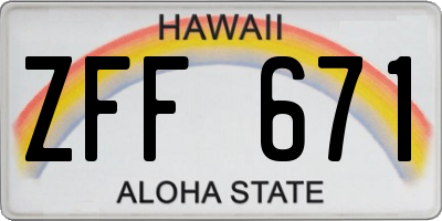 HI license plate ZFF671
