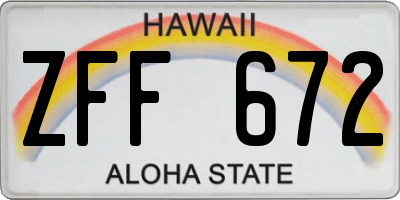 HI license plate ZFF672