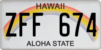 HI license plate ZFF674