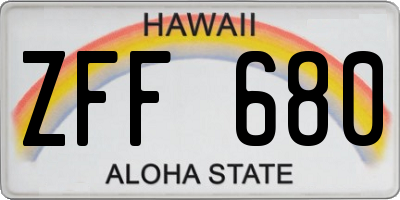 HI license plate ZFF680