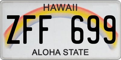 HI license plate ZFF699