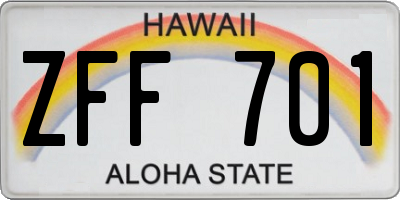 HI license plate ZFF701