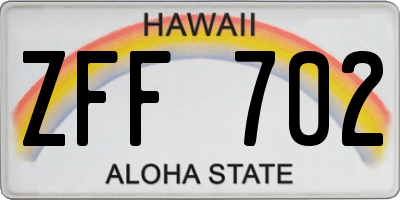 HI license plate ZFF702
