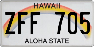HI license plate ZFF705