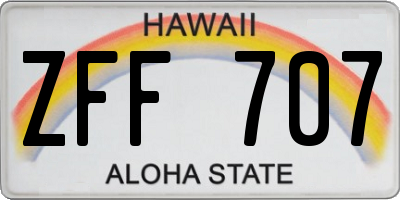 HI license plate ZFF707