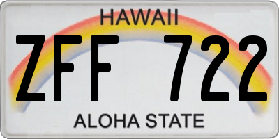 HI license plate ZFF722