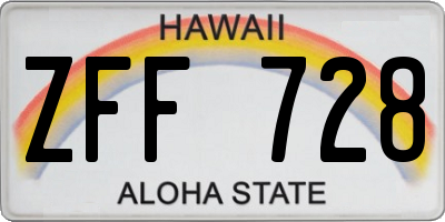 HI license plate ZFF728