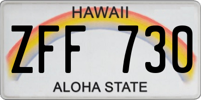 HI license plate ZFF730
