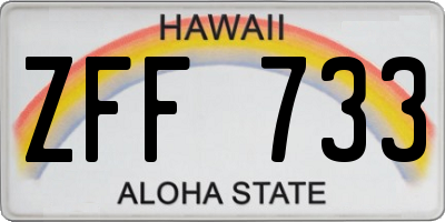 HI license plate ZFF733