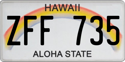HI license plate ZFF735