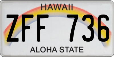 HI license plate ZFF736