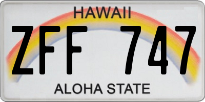 HI license plate ZFF747