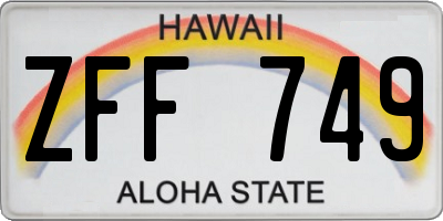 HI license plate ZFF749