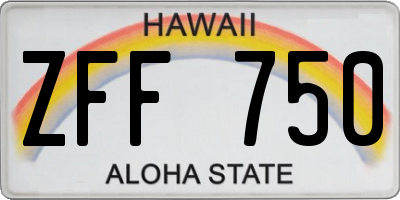 HI license plate ZFF750