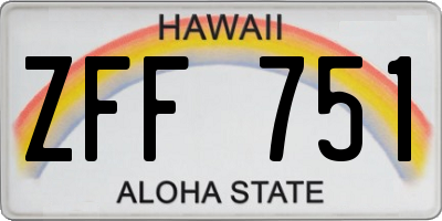 HI license plate ZFF751