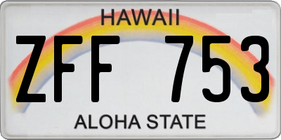 HI license plate ZFF753