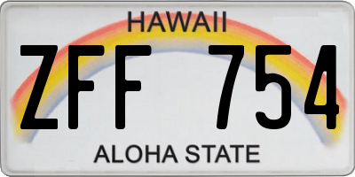 HI license plate ZFF754