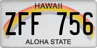 HI license plate ZFF756