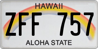 HI license plate ZFF757