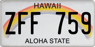 HI license plate ZFF759