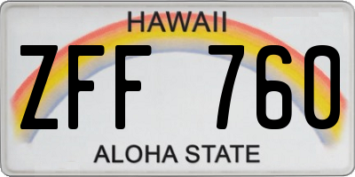 HI license plate ZFF760