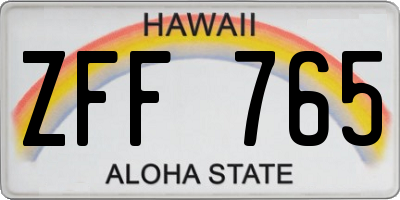 HI license plate ZFF765
