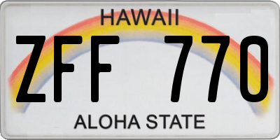 HI license plate ZFF770