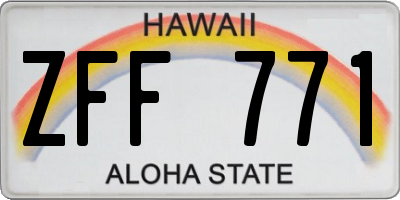 HI license plate ZFF771
