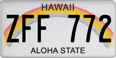 HI license plate ZFF772
