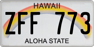 HI license plate ZFF773