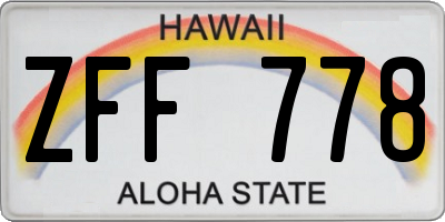 HI license plate ZFF778