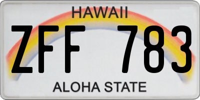 HI license plate ZFF783