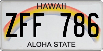 HI license plate ZFF786