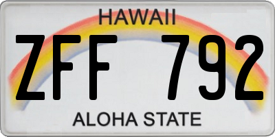 HI license plate ZFF792