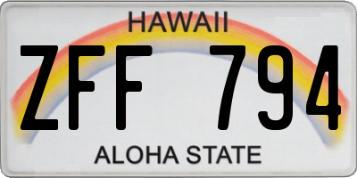 HI license plate ZFF794
