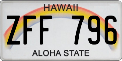 HI license plate ZFF796