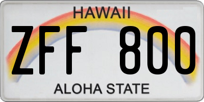 HI license plate ZFF800