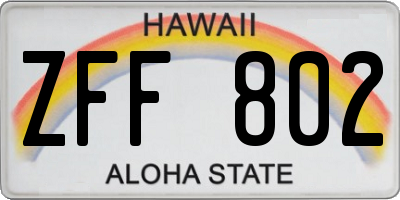 HI license plate ZFF802