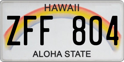 HI license plate ZFF804