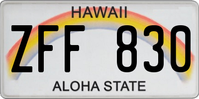 HI license plate ZFF830