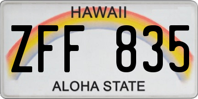 HI license plate ZFF835