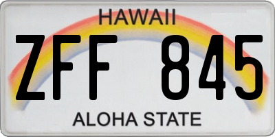 HI license plate ZFF845