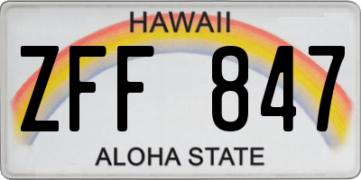 HI license plate ZFF847