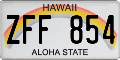 HI license plate ZFF854
