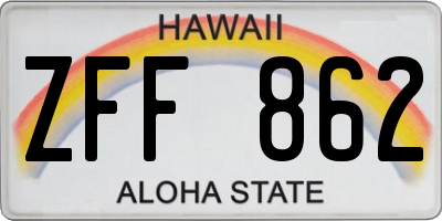 HI license plate ZFF862