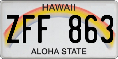 HI license plate ZFF863