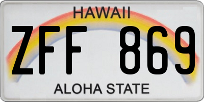HI license plate ZFF869