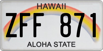 HI license plate ZFF871
