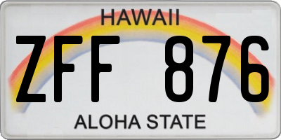 HI license plate ZFF876